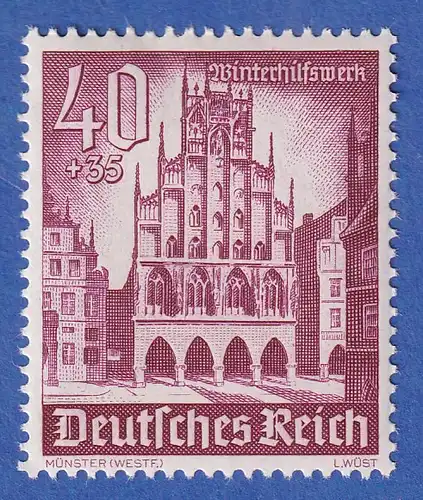 Deutsches Reich 1940 WHW 40+35 Pfg Rathaus Münster Mi.-Nr. 759  **
