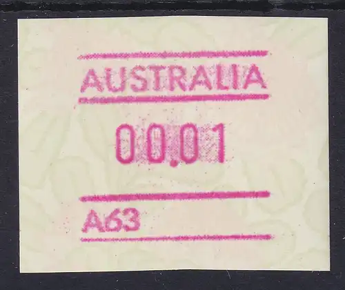 Australien Frama-ATM Waratah-Blume mit Automatennummer A63 **