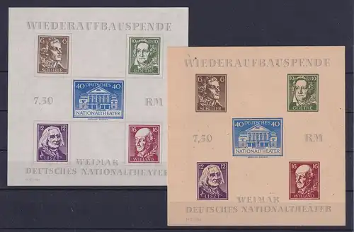 SBZ Thüringen 1946 Nationaltheater Weimar Mi.-Nr. Block 3 A und 3 B postfrisch**