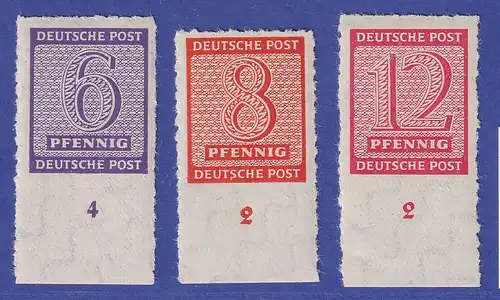 SBZ West-Sachsen Ziffern Postmeistertrennung Roßwein Mi.-Nr. 117-119CX ** gpr.