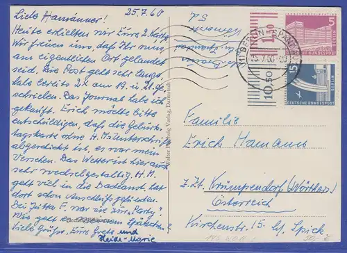 Berlin Mi.-Nr. 141 und 145 WOR  auf portogerechter Bedarfs-Auslandspostkarte