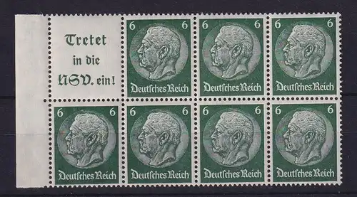 Deutsches Reich Hindenburg 6Pfg Heftchenblatt Mi-Nr. HBL 96B postfrisch **