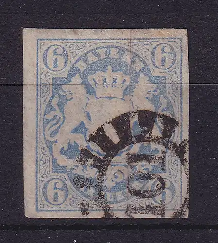 Bayern Wappen 6 Kreuzer blau Mi-Nr. 16 mit GMR 101 Edenkoben