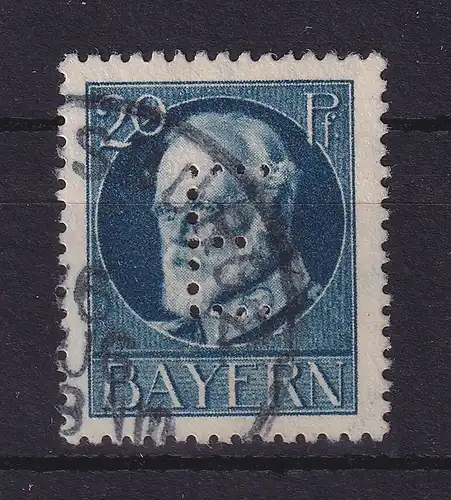 Bayern 1914/15 Dienstmarke mit eingelochtem E  20Pfg  Mi-Nr. 15 gestempelt