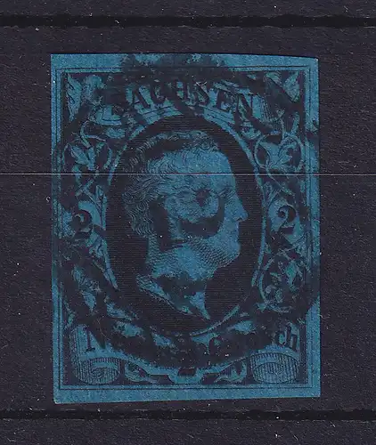 Sachsen König Friedrich August II. 2 Ngr  Mi-Nr. 7 mit Nummern-O 2 Leipzig