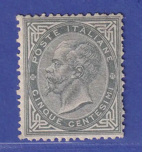 Italien 1863 König Victor Emanuel II. 5 Cmi. grau Mi-Nr. 16  ungebraucht *