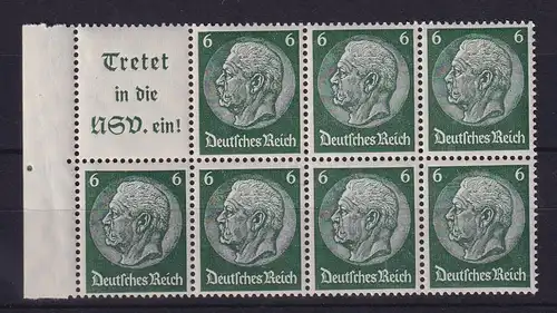 Deutsches Reich Hindenburg 6Pfg Heftchenblatt Mi-Nr HBL 96B postfrisch **