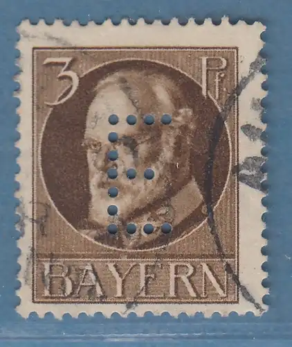 Bayern Ludwig Dienstmarke 3Pfg  Mi.-Nr.12 gestempelt, gepr. Bauer BPP 