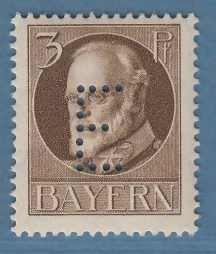 Bayern Ludwig Dienstmarke 3Pfg  Mi.-Nr.12 postfrisch **, gepr. Bauer BPP 