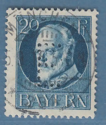 Bayern Ludwig Dienstmarke 20Pfg  Mi.-Nr.15 gest. MÜNCHEN, gepr. Bauer BPP 