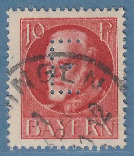 Bayern Ludwig Dienstmarke 10Pfg  Mi.-Nr.14a gestempelt gepr. Bauer BPP 