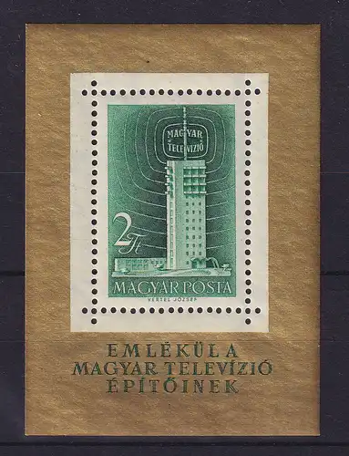 Ungarn 1958 Ungarisches Fernsehen Mi.-Nr. Block 26 A  postfrisch **