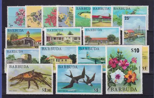Barbuda 1974-75 Landestypische Motive Mi.-Nr. 185-201, 233 postfrisch ** / MNH 