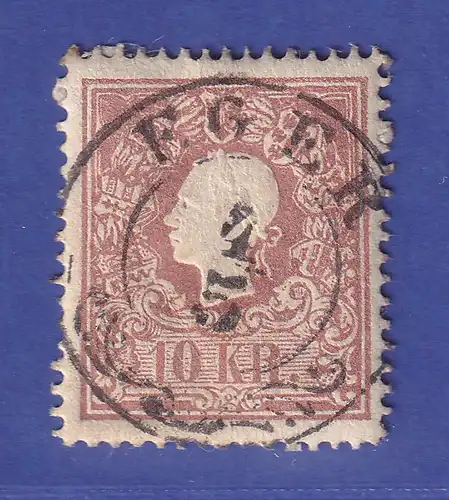 Österreich 1858 Kaiser Franz Joseph 10 Kreuzer Mi-Nr. 14 I a O EGER