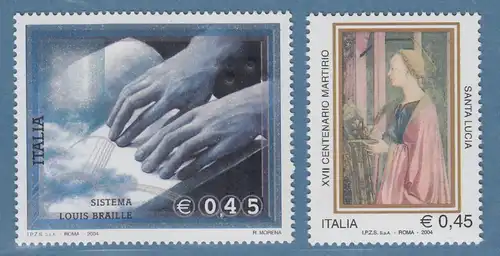 Italien 2004 Braille-Blindenschrift, Hl. Lucia  Mi.-Nr. 3003-04 ** 