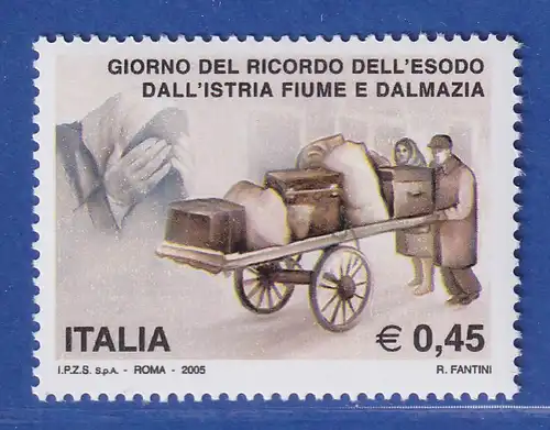 Italien 2005 Vertreibung d. Italiener aus Istrien,Fiume,Dalmatien Mi.-Nr.3015** 