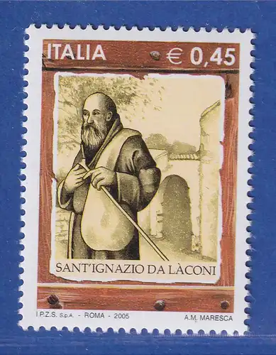 Italien 2005 Hl. Ignatius von Làconi, Kapuzinermönch  Mi.-Nr. 3033 ** 