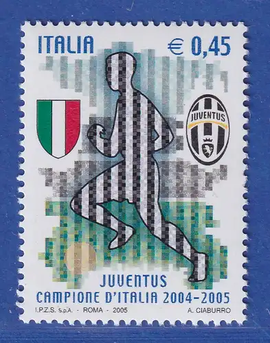 Italien 2005 Gewinn der Fußballmeisterschaft durch Juventus Turin Mi.-Nr.3041** 