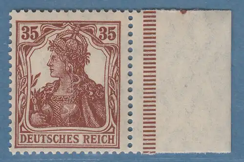 Dt. Reich Germania 35Pfg  Mi.-Nr. 103 b mit Seitenrand ** gpr. Bauer BPP