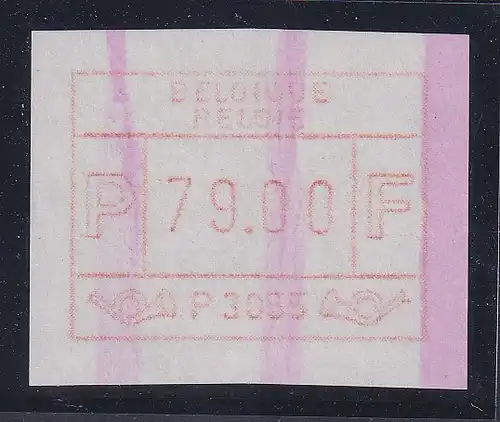Belgien FRAMA-ATM P3055 Brussel 4 mit ENDSTREIFEN ** hoher Wert 79,00  Bfr.