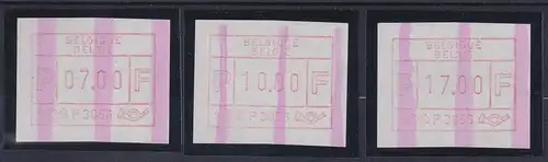 Belgien FRAMA-ATM P3056 Brussel 5 Tastensatz 7-10-17, dabei ES-Endstück **