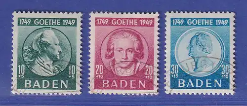 Französische Zone Baden  Goethe Mi.-Nr. 47-49 gestempelt gpr. SCHLEGEL BPP