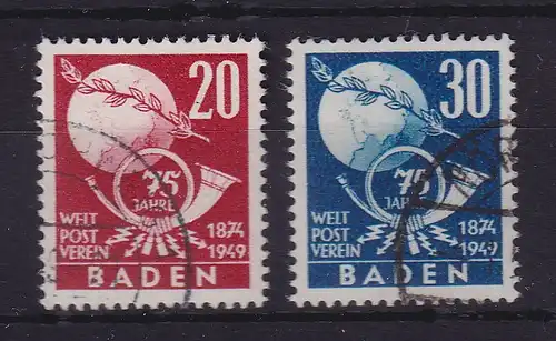 Französische Zone Baden Weltpostverein UPU Mi.-Nr. 56-57 gestempelt