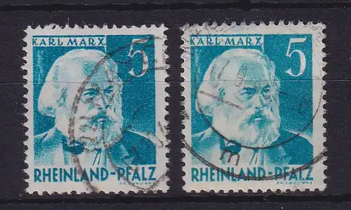 Französische Zone Rheinland-Pfalz Karl Marx Mi.-Nr. 34 y I / II gestempelt