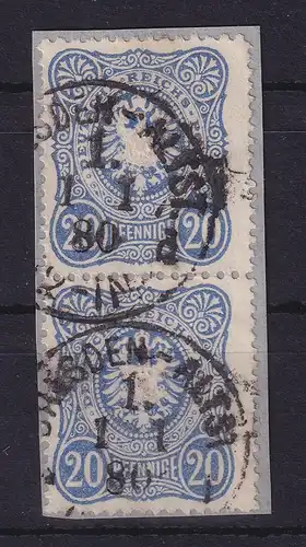 Dt. Reich 20 Pfg verbreit. Marken Mi-Nr. 34 a D Paar O Briefstk. gpr. ZENKER BPP