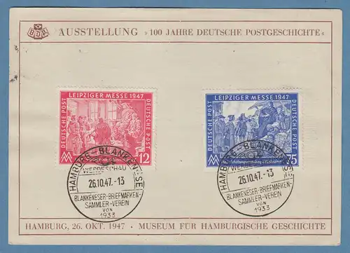 All. Besetzung 1947 Leipziger Messe Mi.-Nr. 965-66 mit So.-O HAMBURG-BLANKENESE