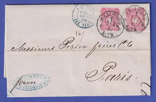 Deutsches Reich 10 Pfg Mi.-Nr. 33 a als MEF auf Brief O HAMBURG nach Paris 1880