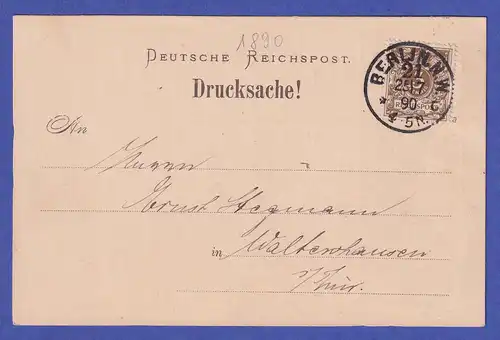 Dt. Reich 3 Pfg Mi.-Nr. 45 a auf Postkarte O BERLIN nach Waltershausen 1890
