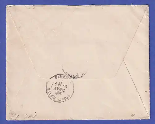 Deutsches Reich 10 Pfg Mi.-Nr. 47 d waag. Paar auf Brief nach Samoëns 1895