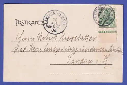 Dt. Reich Germania 5 Pfg Mi-Nr. 70 b Unterrandstück auf AK Bitsch (Lothringen)