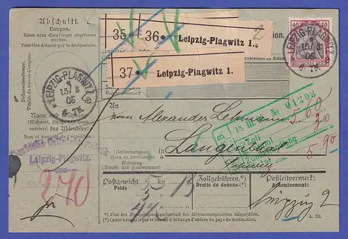 Dt. Reich Germania 40 Pfg Mi.-Nr. 75 auf Paketkarte in die Schweiz