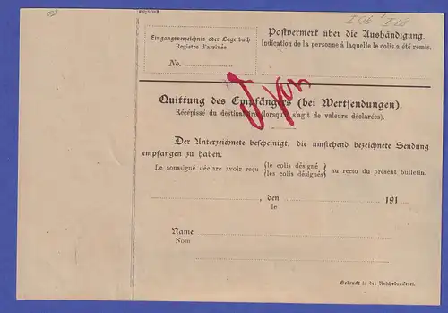 Dt. Reich Mi.-Nr. 87 I und 90 I auf Paketkarte O BRANDENBURG (HAVEL) 1916
