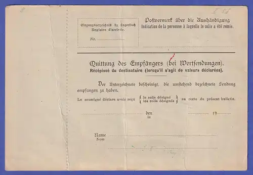 Dt. Reich Mi.-Nr. 93 I auf Paketkarte O HAMBURG nach Basel (Schweiz) 1916