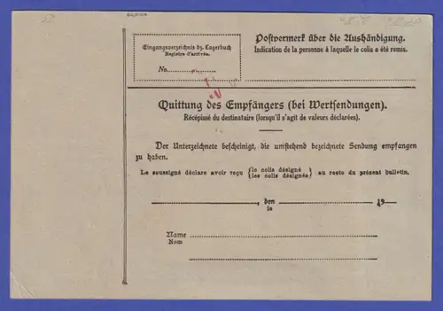 Dt. Reich Mi.-Nr. 87 II a und 92 II a auf Paketkarte O BERLIN nach Lugano 1917