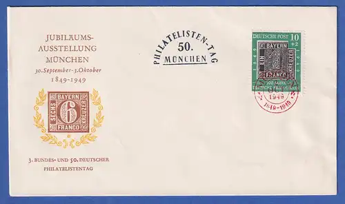 Bundesrepublik 1949 Mi-Nr. 113 auf Schmuckbrief mit rotem So.-O München 2.10.49
