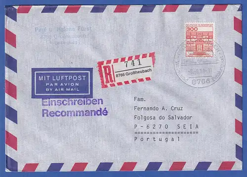 Bund B&S 300Pfg Letterset als EF auf R-Brief von Großheubach nach Portugal