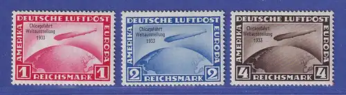 Deutsches Reich Zeppelin Chicagofahrt Mi.-Nr. 496-498 Satz 3 Werte ungebraucht *