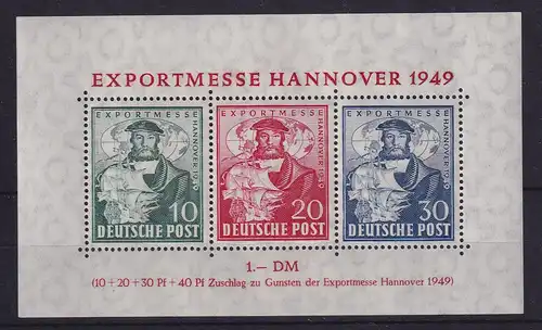 Bizone Exportmesse Hannover 1949  Mi.-Nr. Block 1 a postfrisch **