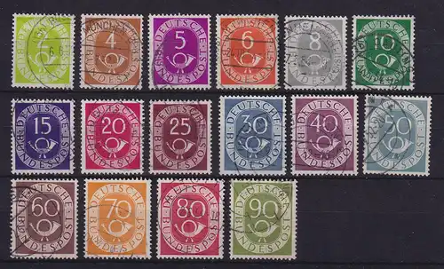 Bundesrepublik 1951 Posthornsatz  Mi.-Nr. 123-138  gestempelt