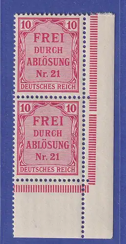 Deutsches Reich 1903 Dienstmarken 10 Pfg Mi.-Nr. 4 Eckrand-Paar UR **