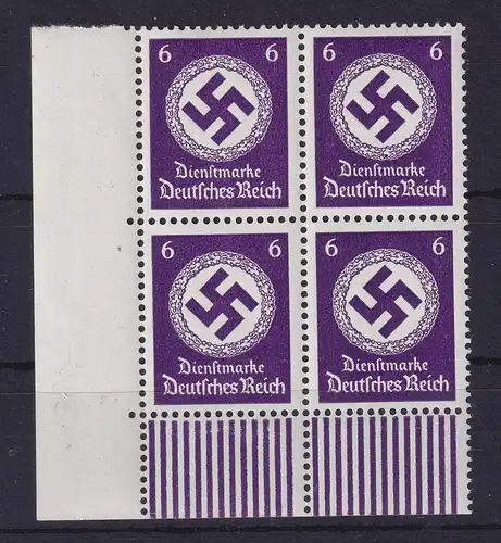 Dt. Reich Dienstmarken Mi.-Nr. 169 b Eckrand-Viererblock ** gpr. SCHLEGEL BPP