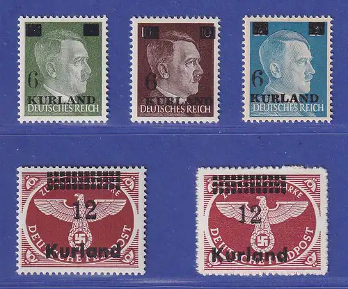 Dt. Besetzung 2.WK Kurland Mi.-Nr. 1-3, 4 A/B   5 Werte kpl. ** gpr. VAN LOO BPP