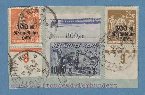Dt. Reich Inflation, Mi.-Nr. 258-260 mit UR / OR gestempelt , Attest Tworek BPP
