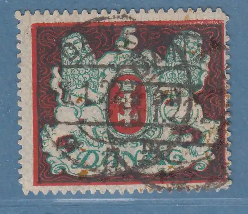 Danzig 1923 Freimarke Staatswappen 5 Mark Mi.-Nr. 87X gestempelt gepr.