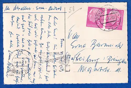 Bund Heuss 5Pfg Mi.-Nr. 179x waagerechtes Paar auf Postkarte, O ESSEN