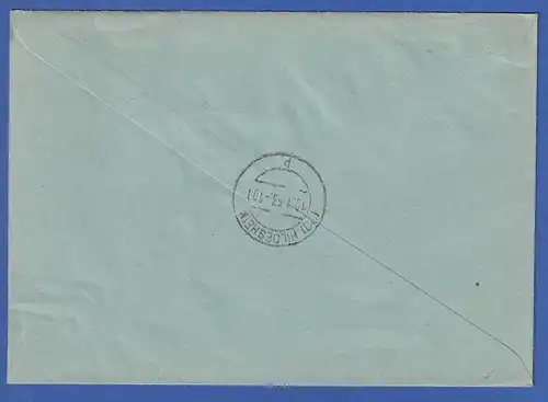 Bund Posthorn 50 Pfg Mi.-Nr. 134 als EF auf Orts-R-Brief aus Hildesheim, 1953